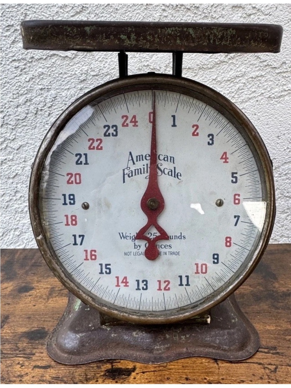 Vintage American Family 25 lb Kitchen Scale Green Enamel Farmhouse Decor